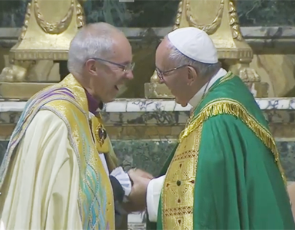 Justin Welby, Archbishop of Canterbury, with Pope Francis